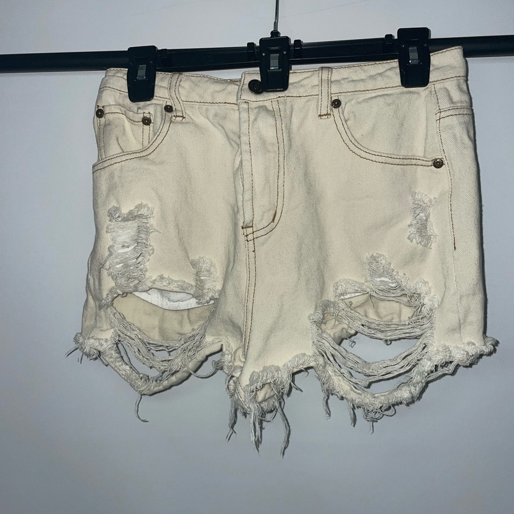 Edikted high waisted distressed jean shorts
